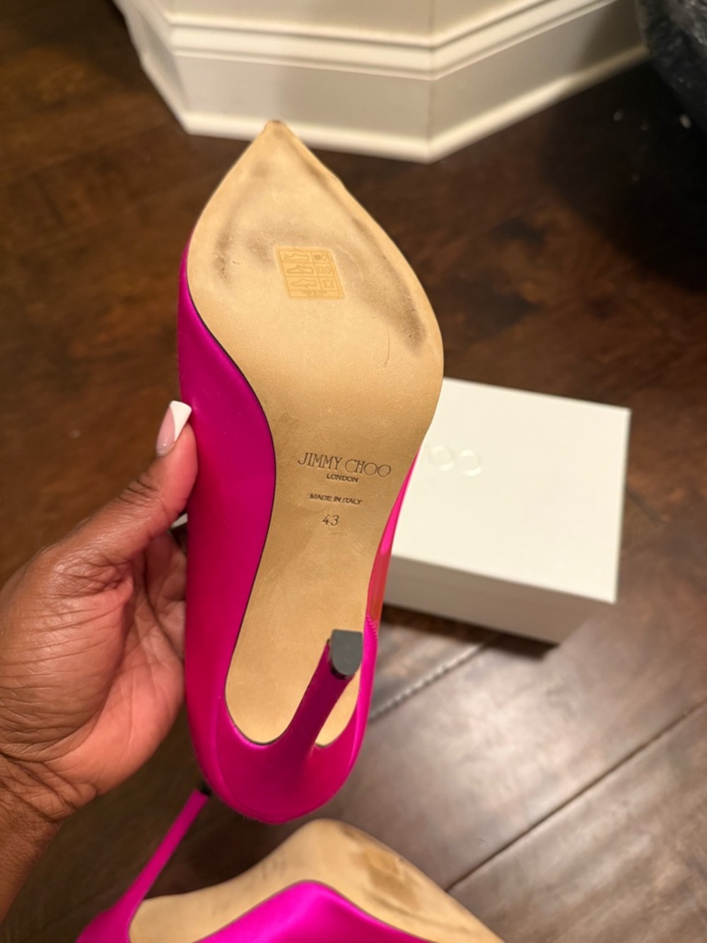 Jimmy Choo Fuchsia Satin Pointed-Toe Stiletto Pumps - Picture 6 of 6